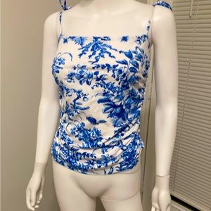 Maeve Blue and White Floral Top